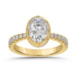 14K YELLOW GOLD 2 1/2CT ROUND/OVAL DIAMOND LADIES RING (CENTER STONE OVAL DIAMOND 2CT)