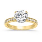 14K YELLOW GOLD 2 1/4CT ROUND DIAMOND LADIES RING (CENTER STONE ROUND DIAMOND 2CT)