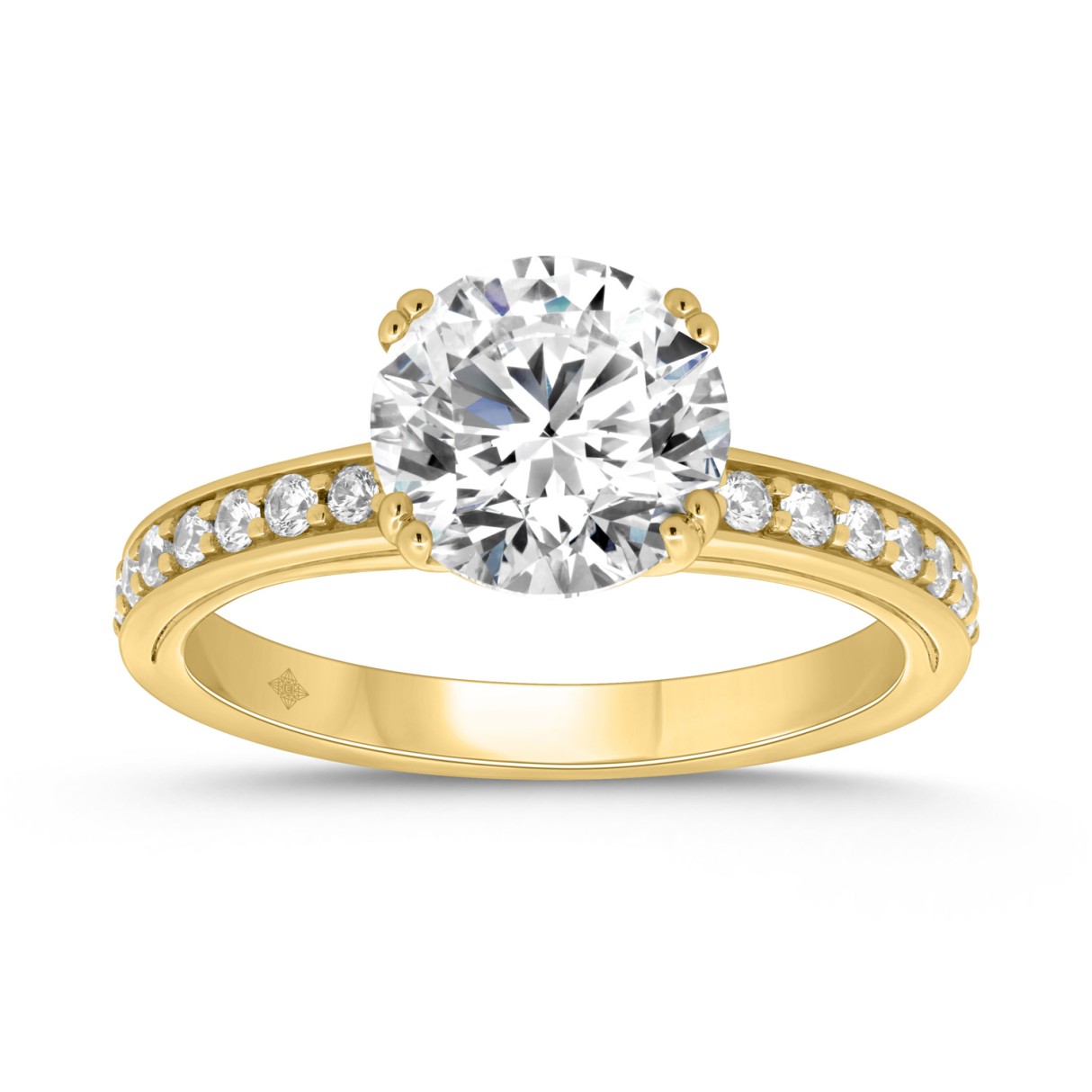 14K YELLOW GOLD 2 1/4CT ROUND DIAMOND LADIES RING (CENTER STONE ROUND DIAMOND 2CT) - Image 1