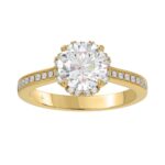 14K YELLOW GOLD 2 1/4CT ROUND DIAMOND LADIES RING (CENTER STONE ROUND DIAMOND 2CT)