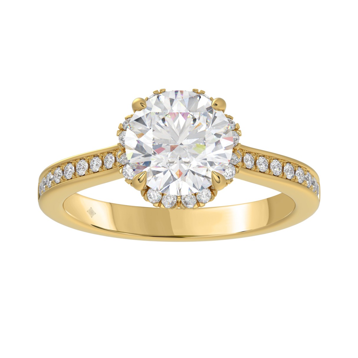 14K YELLOW GOLD 2 1/4CT ROUND DIAMOND LADIES RING (CENTER STONE ROUND DIAMOND 2CT) - Image 1