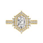 14K YELLOW GOLD 2 1/4CT ROUND/BAGUETTE/HEXAGON DIAMOND LADIES RING - Image 5