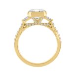 14K YELLOW GOLD 3 1/2CT ROUND/BAGUETTE/EMERALD DIAMOND LADIES RING (CENTER STONE EMERALD DIAMOND 3CT) - Image 3