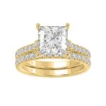 14K YELLOW GOLD 3 1/2CT ROUND/PRINCESS DIAMOND LADIES BRIDAL SET (CENTER STONE PRINCESS DIAMOND 3CT)