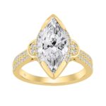 14K YELLOW GOLD 3 1/3CT ROUND/MARQUISE DIAMOND LADIES RING (CENTER STONE MARQUISE DIAMOND 3CT)