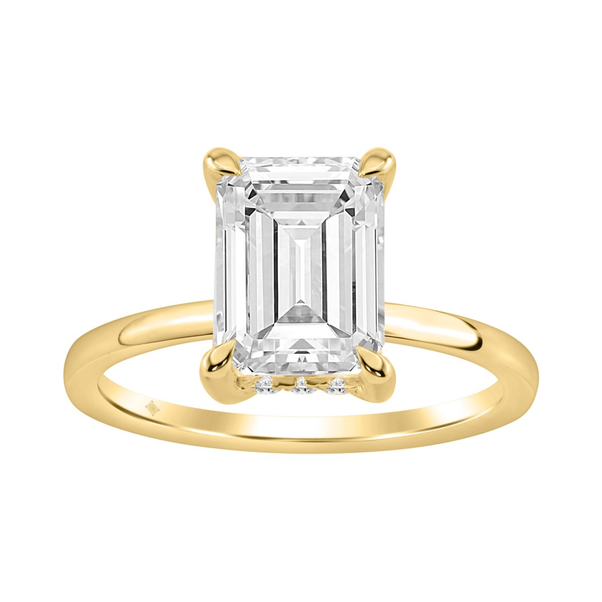 14K YELLOW GOLD 3.00CT EMERALD/ROUND DIAMOND LADIES RING - Image 1