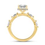14K YELLOW GOLD 4 1/2CT ROUND/EMERALD/MARQUISE DIAMOND LADIES RING (CENTER STONE EMRALD DIAMOND 4CT ) - Image 2