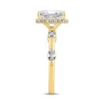 14K YELLOW GOLD 4 1/2CT ROUND/EMERALD/MARQUISE DIAMOND LADIES RING (CENTER STONE EMRALD DIAMOND 4CT ) - Image 3