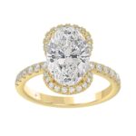 14K YELLOW GOLD 4 1/2CT ROUND/OVAL DIAMOND LADIES RING (CENTER STONE OVAL DIAMOND 4.00CT & Color F-G Clarity VS1/VS2)