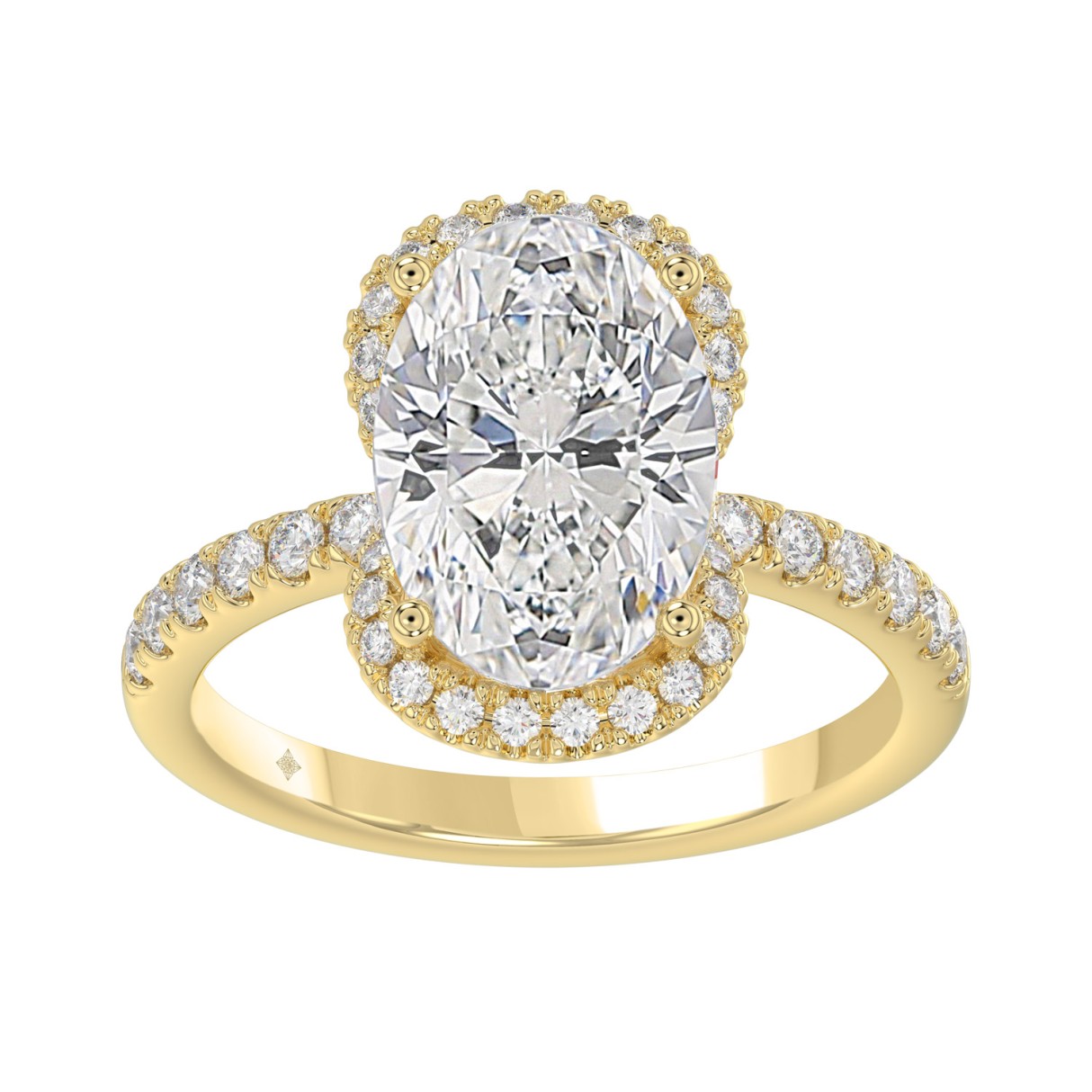 14K YELLOW GOLD 4 1/2CT ROUND/OVAL DIAMOND LADIES RING (CENTER STONE OVAL DIAMOND 4.00CT & Color F-G Clarity VS1/VS2) - Image 1