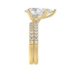 14K YELLOW GOLD 4 1/2CT ROUND/PEAR DIAMOND LADIES BRIDAL SET (CENTER STONE PEAR DIAMOND 4CT) - Image 4