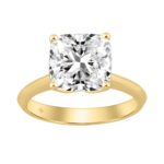 14K YELLOW GOLD 4.00CT CUSHION DIAMOND LADIES RING
