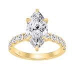 14K YELLOW GOLD 4.00CT MARQUISE/ROUND DIAMOND LADIES RING (CENTER STONE MARQUISE DIAMOND 3.00CT)