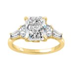 14K YELLOW GOLD 4.00CT RADIANT/HALF MOON/TAPER BAGUETTE DIAMOND LADIES RING