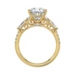 14K YELLOW GOLD 4.00CT ROUND/CUSHION/TRAPEZOID/HALF TAPER BAGUETTE DIAMOND LADIES RING (CENTER STONE CUSHION DIAMOND 3CT) - Image 2