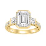 14K YELLOW GOLD 4.00CT ROUND/EMERALD/PRINCESS DIAMOND LADIES RING (CENTER STONE EMERALD DIAMOND 3.00CT)
