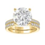 14K YELLOW GOLD 5 1/2CT ROUND DIAMOND LADIES BRIDAL SET (CENTER STONE ROUND DIAMOND 5CT)