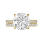 14K YELLOW GOLD 5 1/2CT ROUND DIAMOND LADIES BRIDAL SET (CENTER STONE ROUND DIAMOND 5CT) - Image 5