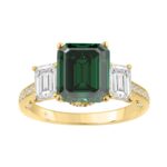 14K YELLOW GOLD 6 1/3CT ROUND/GREEN EMERALD DIAMOND LADIES RING (CENTER STONE GREEN EMERALD DIAMOND 5CT)