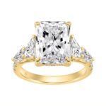 14K YELLOW GOLD 6 1/4CT ROUND/RADIANT/PEAR/TRAPEZOID DIAMOND LADIES RING (CENTER STONE RADIANT DIAMOND 5CT)