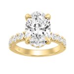 14K YELLOW GOLD 6.00CT ROUND/OVAL DIAMOND LADIES RING (CENTER STONE OVAL DIAMOND 5.00CT)