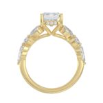 14K Yellow Gold Emerald Cut Diamond Classic Bridal Ring for Ladies 4.00CT with Pear Round & Marquise Diamond 3.00CT Emerald Center stone (Color F- - Image 2