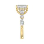 14K Yellow Gold Emerald Cut Diamond Classic Bridal Ring for Ladies 4.00CT with Pear Round & Marquise Diamond 3.00CT Emerald Center stone (Color F- - Image 4