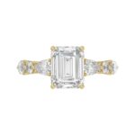 14K Yellow Gold Emerald Cut Diamond Classic Bridal Ring for Ladies 4.00CT with Pear Round & Marquise Diamond 3.00CT Emerald Center stone (Color F- - Image 5