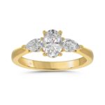 18K YELLOW GOLD 1 1/6CT OVAL/PEAR DIAMOND LADIES RING