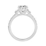 2 3/4Ct White Gold  Oval Cut 14K Three-Stone Engagement Ring & Round With Trapezoid Side Stones 2.00Ct Oval Center Stone (Color F-G -Clarity Vs1/V - Image 3