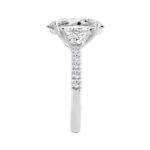 2 3/4Ct White Gold  Oval Cut 14K Three-Stone Engagement Ring & Round With Trapezoid Side Stones 2.00Ct Oval Center Stone (Color F-G -Clarity Vs1/V - Image 2