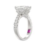 21K PLATINUM LADIES RING WITH 3 1/3CT ROUND/CUSHION/BAGUETTE DIAMONDS (CENTER STONE CUSHION DIAMOND 2CT) - Image 3