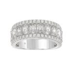 3.00 CT Fashion Band for Ladies Round & Radiant Cut Diamonds 14K White Gold Luxury Band (Color F-G -Clarity VS1/VS2)