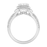 Elegance Ladies 14K White Gold 3 1/2CT Round Lab Grown Diamond Bridal Ring & Emerald Cut Halo Engagement Ring for Women (3.00CT Emerald Center stone ( - Image 2