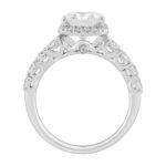 Elegance Ladies 3 3/4CT Round/Cushion Lab Grown Diamond Bridal Ring 14K White Gold Ladies Engagement Ring with 3.00CT Cushion Center stone (Color F-G - Image 2