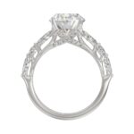 Elegant 14K White Gold  Bridal Fancy Ring for Ladies 3 3/4CT Round & Marquise& Oval Cut Diamonds 3.00CT Center stone (Color F-G -Clarity VS1/V - Image 2