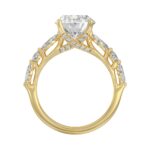 Elegant 14K Yellow Gold  Bridal Fancy Ring for Ladies 3 3/4CT Round & Marquise& Oval Cut Diamonds 3.00CT Oval Center stone (Color F-G -Clarity - Image 2