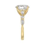 Elegant 14K Yellow Gold  Bridal Fancy Ring for Ladies 3 3/4CT Round & Marquise& Oval Cut Diamonds 3.00CT Oval Center stone (Color F-G -Clarity - Image 4