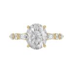 Elegant 14K Yellow Gold  Bridal Fancy Ring for Ladies 3 3/4CT Round & Marquise& Oval Cut Diamonds 3.00CT Oval Center stone (Color F-G -Clarity - Image 5