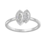 Elegant ColleCTions Linked Hearts Ladies Ring 10K White Gold 3/4CT Marquise Lab Grown Diamond (Color F-G -Clarity VS1/VS2)