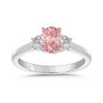 ETERNAL BLUSH COLLECTION 14K WHITE GOLD 1 1/3CT PINK OVAL/ROUND DIAMOND LADIES RING (CENTER STONE PINK OVAL DIAMOND 1CT)