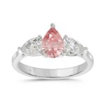 ETERNAL BLUSH COLLECTION 14K WHITE GOLD 2.00CT PINK PEAR/PEAR DIAMOND LADIES RING (CENTER STONE PINK PEAR DIAMOND 1CT)