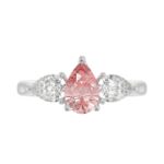 ETERNAL BLUSH COLLECTION 14K WHITE GOLD 2.00CT PINK PEAR/PEAR DIAMOND LADIES RING (CENTER STONE PINK PEAR DIAMOND 1CT) - Image 5