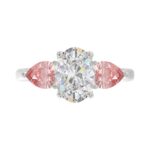 ETERNAL BLUSH COLLECTION 14K WHITE GOLD 3 5/8CT OVAL/PINK PEAR DIAMOND LADIES RING (CENTER STONE OVAL DIAMOND 2CT) - Image 5