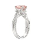 ETERNAL BLUSH COLLECTION 14K WHITE GOLD 3.00CT ROUND/HALF MOON/EMERALD DIAMOND LADIES RING (CENTER STONE PINK EMERALD DIAMOND 2.00CT) - Image 3