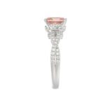 ETERNAL BLUSH COLLECTION 14K WHITE GOLD 3.00CT ROUND/HALF MOON/EMERALD DIAMOND LADIES RING (CENTER STONE PINK EMERALD DIAMOND 2.00CT) - Image 4