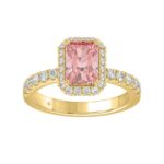 ETERNAL BLUSH COLLECTION 14K YELLOW GOLD 1.00CT ROUND/EMERALD DIAMOND LADIES RING (CENTER STONE PINK EMERALD DIAMOND 3.00CT)