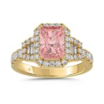 ETERNAL BLUSH COLLECTION LADIES RING 2 3/4CT ROUND/BAGUETTE DIAMOND 14K YELLOW GOLD (CENTER STONE PINK  RADIANT DIAMOND 2CT)