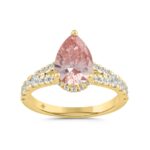 ETERNAL BLUSH COLLECTION LADIES RING 2 3/4CT ROUND/PEAR DIAMOND 14K YELLOW GOLD (CENTER STONE PINK PEAR DIAMOND 2CT)