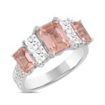 ETERNAL BLUSH COLLECTION LADIES RING 4 1/3CT ROUND/PRINCESS/EMERALD DIAMOND 14K WHITE GOLD (PINK EMERALD DIAMOND 3CT) - Image 2